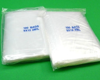 200 Zip Squeeze lock Bags Resealable 9" x 12" Clear 2 mil Poly Recloseable Bags