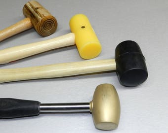 Mallets SetOF 4 -Rawhied -Brass-Rubber -Nylon Mallets Jewelry Metalwork Crafts