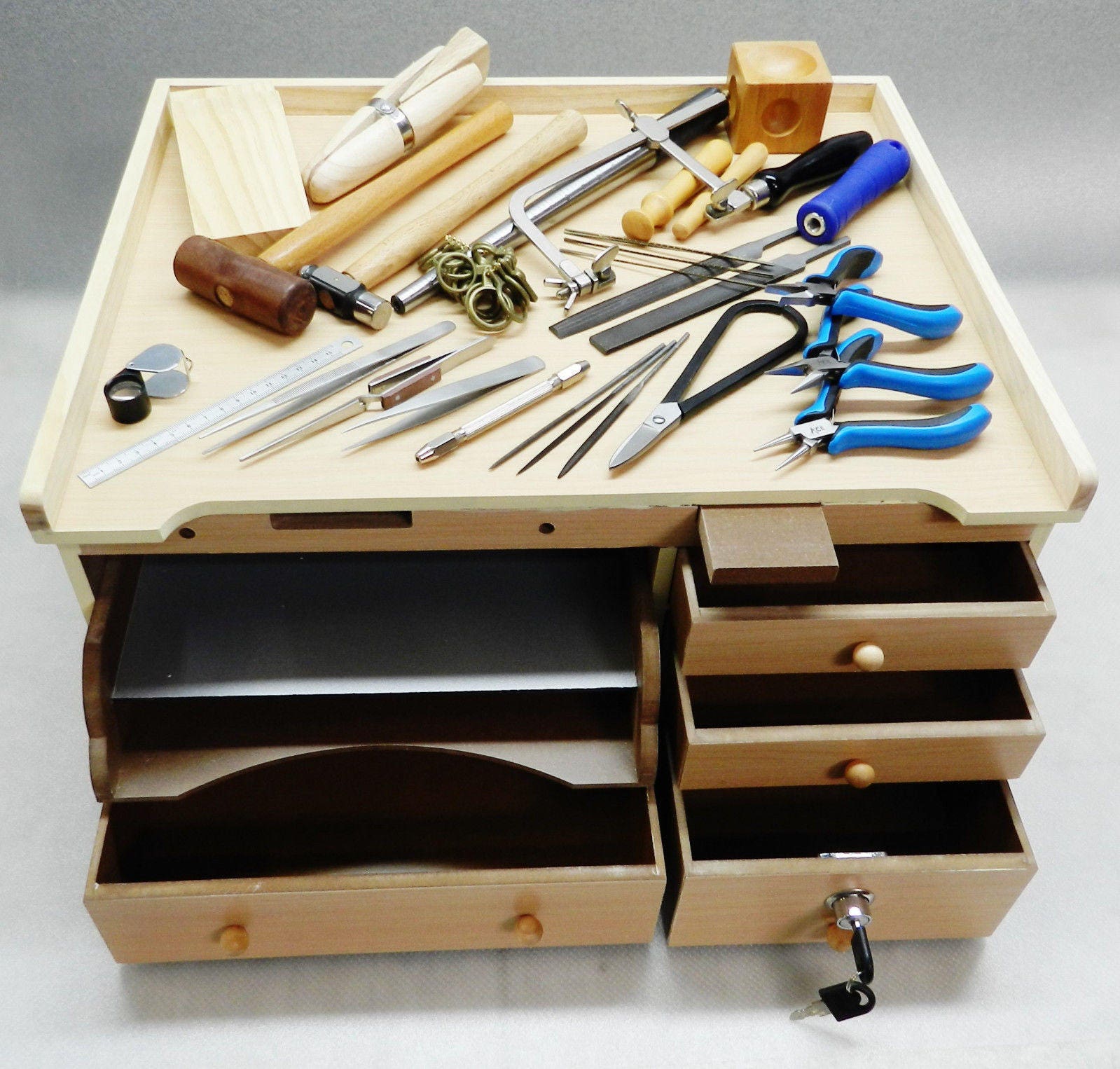 Jewelry Making Tool Kit with Saw Frame, Ring Clamp, Bench Pin, & Blades, KIT-0083
