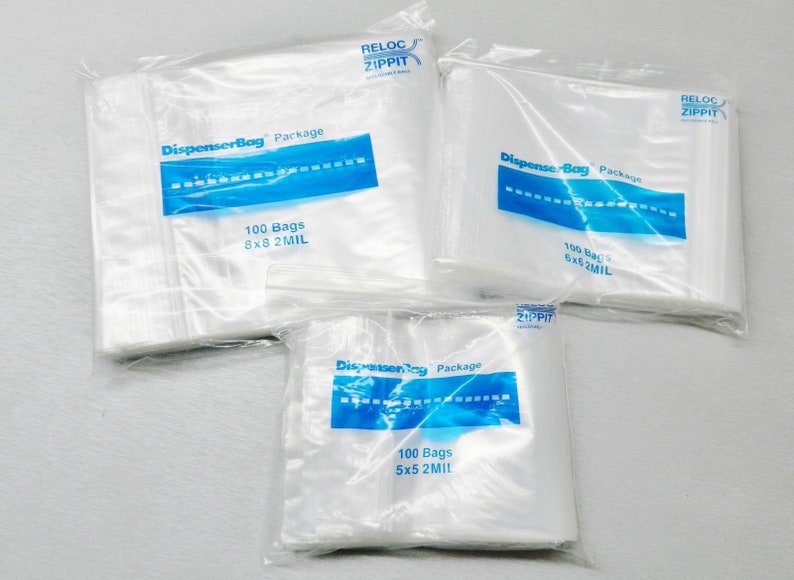 1.4Lb FRE 5x5 Ziplock Reclosable Bags Clear 2mil Poly Bags 300 Pcs Reloc Zippit 5 Square