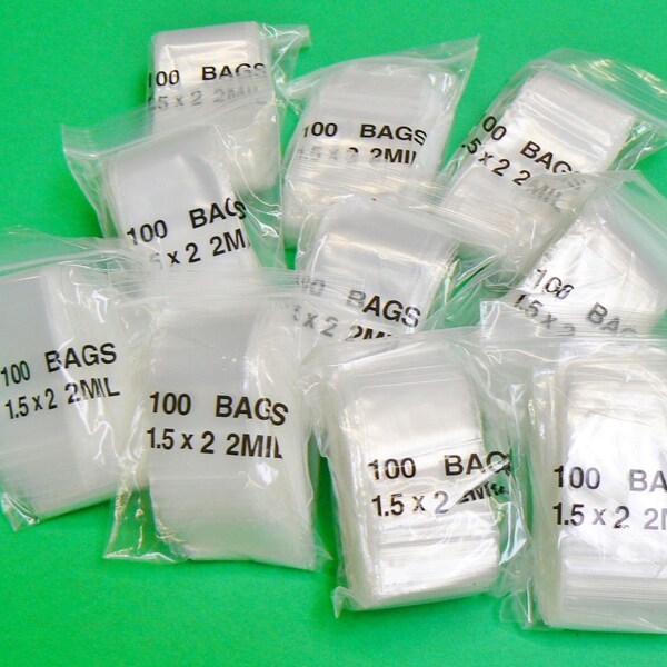 1000 Zip Top Sealing Lock Bags 2mil Poly Bag 1-1/2 x 2 Clear Baggies