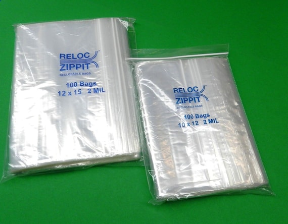 Big Zip Lock Bags Clear 2 Mil 100 Each Large Size 10x12 & 