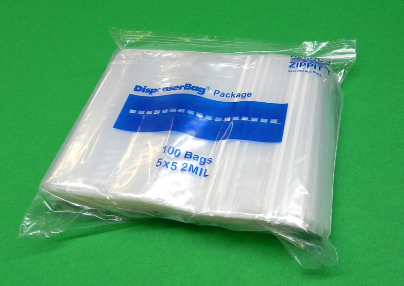 1.4Lb FRE 5x5 Ziplock Reclosable Bags Clear 2mil Poly Bags 300 Pcs Reloc Zippit 5 Square