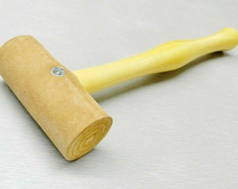 Soft Rawhide Mallet 1-1/2" Diameter Head Natural Rawhide Non-Marring #3 Hammer (4E)