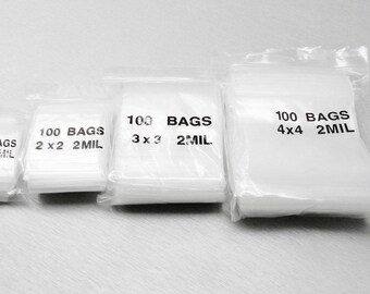 100 Zip Bags 2" x 2" Clear Poly 2MIL Jewelry Coin 50 x 50mm ReUsable Lock able 