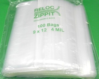 100 Ziplock 10x12 4mil Heavy Duty Clear Plastic Bags Zip Lock Reclosable 10 x 12 Bag 