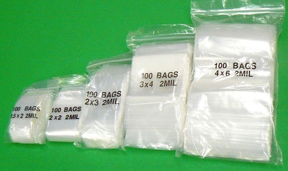 600 Bags Clear 2 mil Assorted Reclosable Bags Small Size