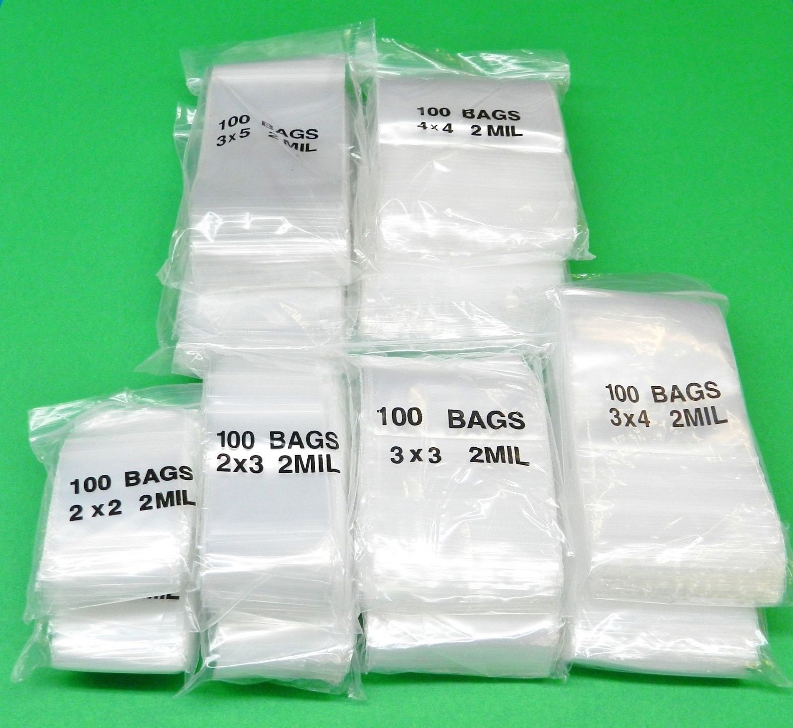100 Packing Bags Clear White Label Write Zip Close Plastic 2 3 4 5 6 Inches  2Mil