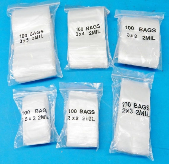 Zip Sealing Top Lock Bags 600 Pcs Assorted Sizes Clear 2mil Plastic Baggies  1.5x2 2x2 2x3 3x3 3x4 3x5 