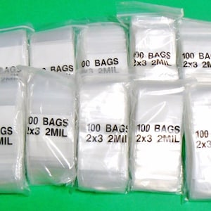 1000 Zip Top Seal Bags 2mil Clear 1-1/2 x 2 Small Baggies Zip Top Slide  Bags