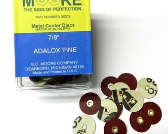 E C Moore's Adalox Fine 7/8" Sanding Disc Snap-On Brass Center Pack of 200