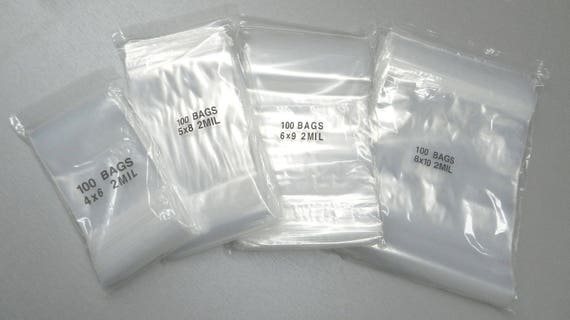 400 Zip Sealing Top Lock Bags Assortment 4 Sizes 4x6 5x8 6x9 8x10