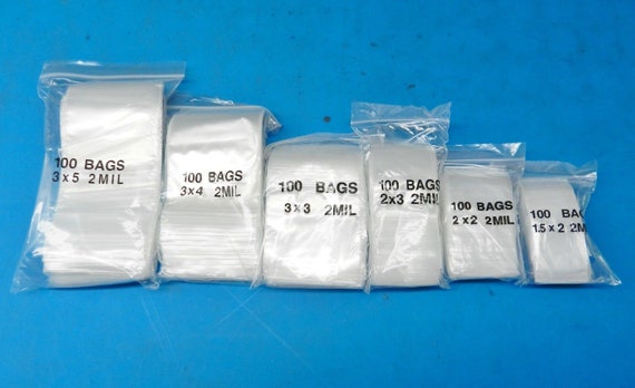 600 Pack Clear 2MIL Resealable Poly Zipper Bag Baggies 1.5x2 2x2 2x3 3x3 3x4 3x5