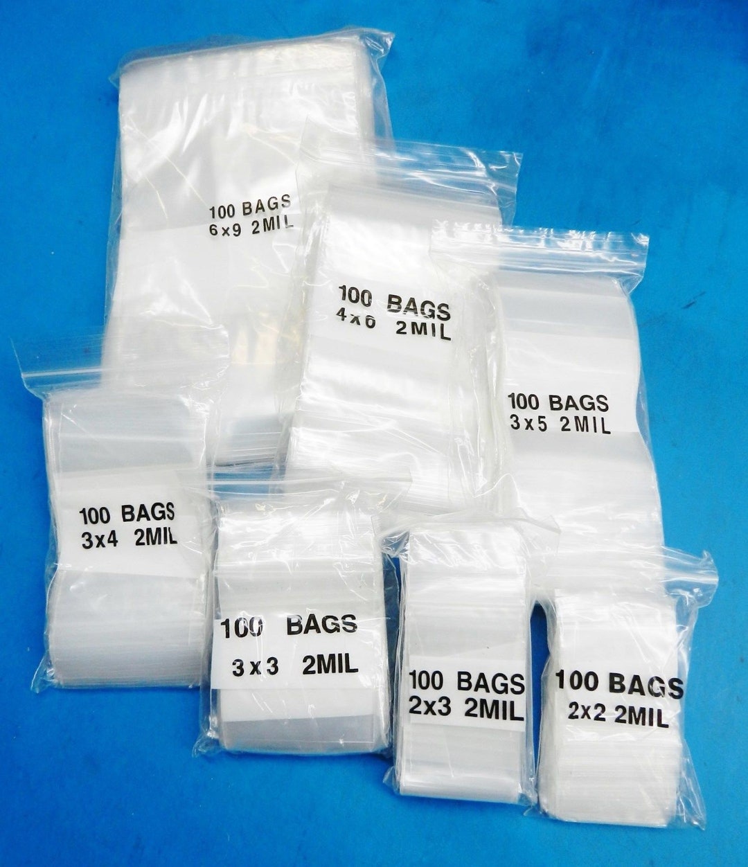 600 bolsas de bloqueo Zip Squeeze grandes 2mil surtido claro 100 cada uno  5x6 5x8 6x9 8x10 9x12 12x15 -  México