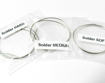 Silver Solder Wire Assorted Pack 3 Pieces 12" Each Soft Medium & Hard Jewelry