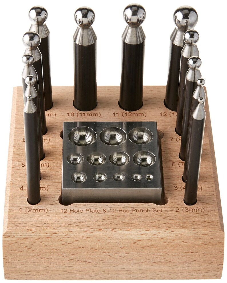 14pc Dapping Set Block & Punches Jewelry Making Tool Jewelers Etsy