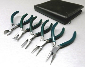 5 Pc Jewelers Pliers Set Jewelry Making Beading Wire Wrapping Hobby 5" Plier Kit (1.5 FRE)