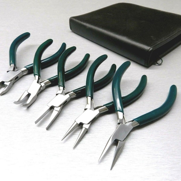 5 Pc Jewelers Pliers Set Jewelry Making Beading Wire Wrapping Hobby 5" Plier Kit (1.5 FRE)