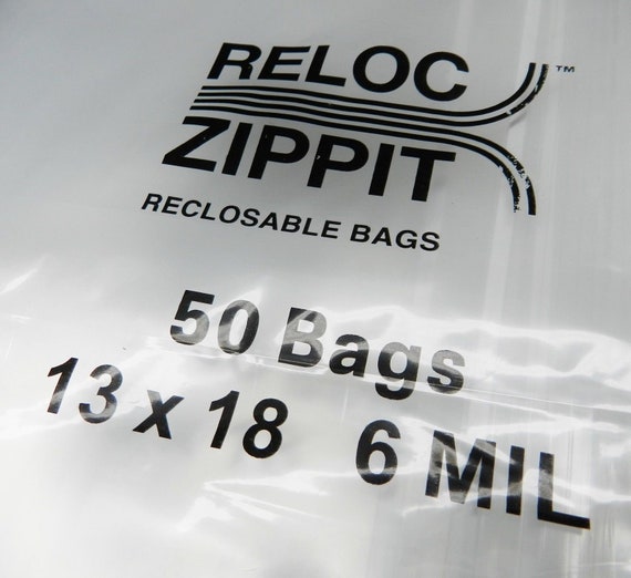 Large Zippit Reloc 13 x 15 Clear Reclosable Zip Bags Lock 2mil Jumbo Size  100pc