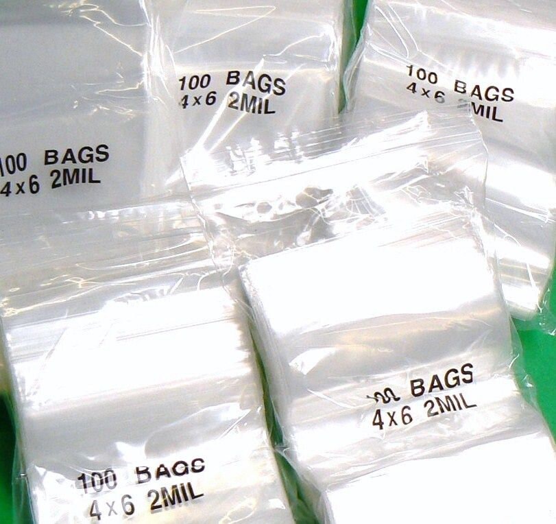 100 bolsas de plástico transparente 4x6 ZipTop Bolsas Slide - Sellado  Cremallera Poli Bloqueo Bolsas con Cierre de 2 MiL