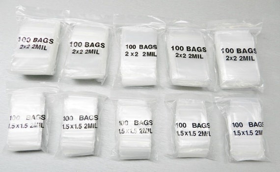 1000 Zip Sealing Top Lock Bags Square 2 Small Sizes 1.5 X 1.5and 2 X 2  Clear Poly 500 Ea. -  Hong Kong