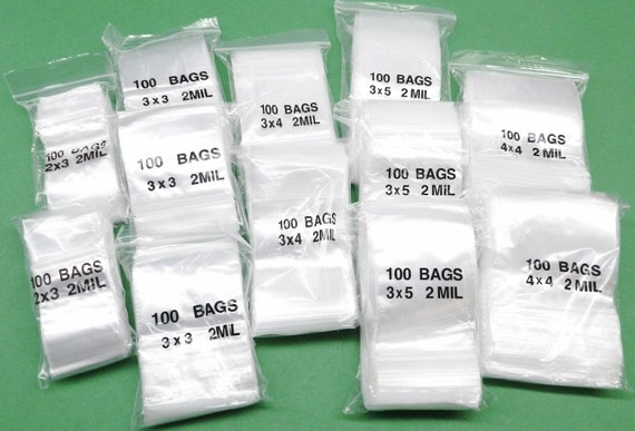 Assorted Zip Seal Lock Bags 1200 Clear 2mil Bags 5 Sizes 2x3 3x3