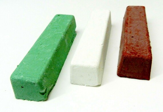 Jewelers Rouge Red Green and White Metal Polishing Compound Set of 3 Bars 