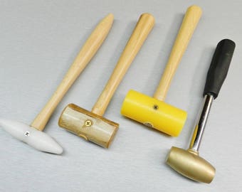 Hammers & Mallets Non Marring Forming Metals Set 4 - Nylon Plastic Rrwhide Brass (2 FRE)