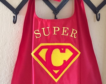 Adult - All Satin or Cotton/Poly with Satin Lining Cape with Embroidered Lettering and personalize shield