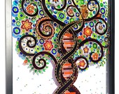 Elissa 3Dガラス生命の樹の絵画：DNA二重らせんボヘミアンウォール