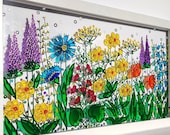 野の花のガラス絵画：3Dステンドグラスの窓アート - Etsy 日本