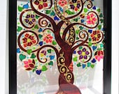 Tree of life 15x12 Glass painting Bohemian decor Wall art Window art Etsy Stained glass Glass art Modern art Sun catcher Family tree