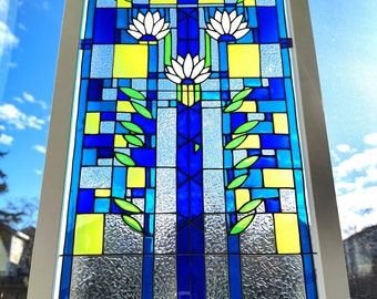 Witraże w stylu art déco: styl Franka Lloyda Wrighta, 21" x 11"