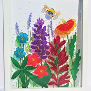 Texas Wild Flowers 15x12 Glass Painting Sun Catcher Stained - Etsy