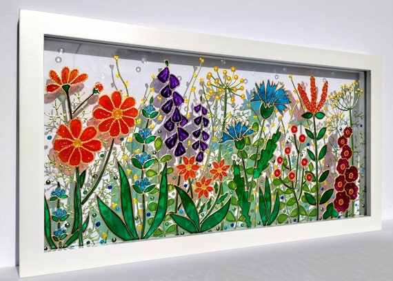 野生の花 3Dガラス絵画 サンキャッチャー ステンドグラス ガラスアート 