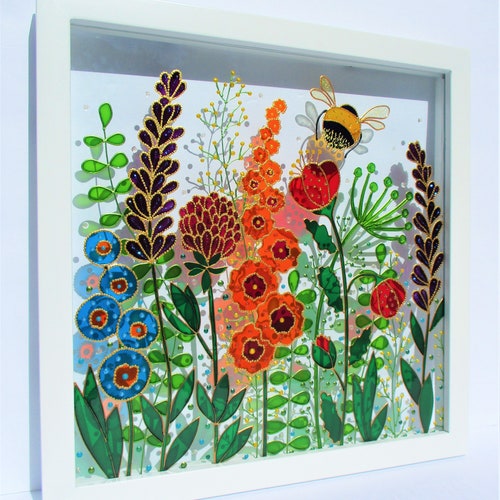 Wild Flowers 13x13 Glass Painting Painted Glass Sun Catcher Etsy Sweden