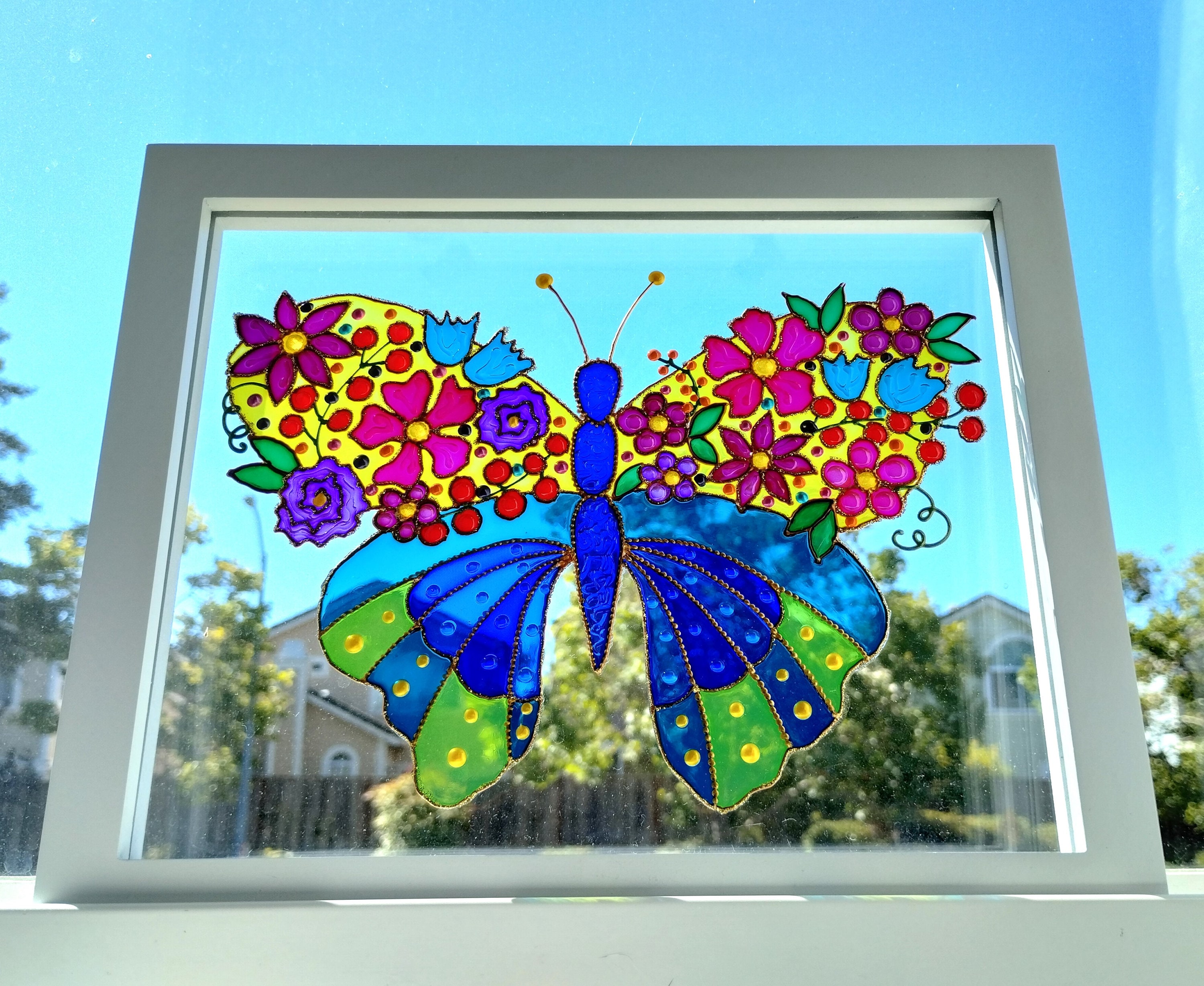 Butterfly cheap glass painting