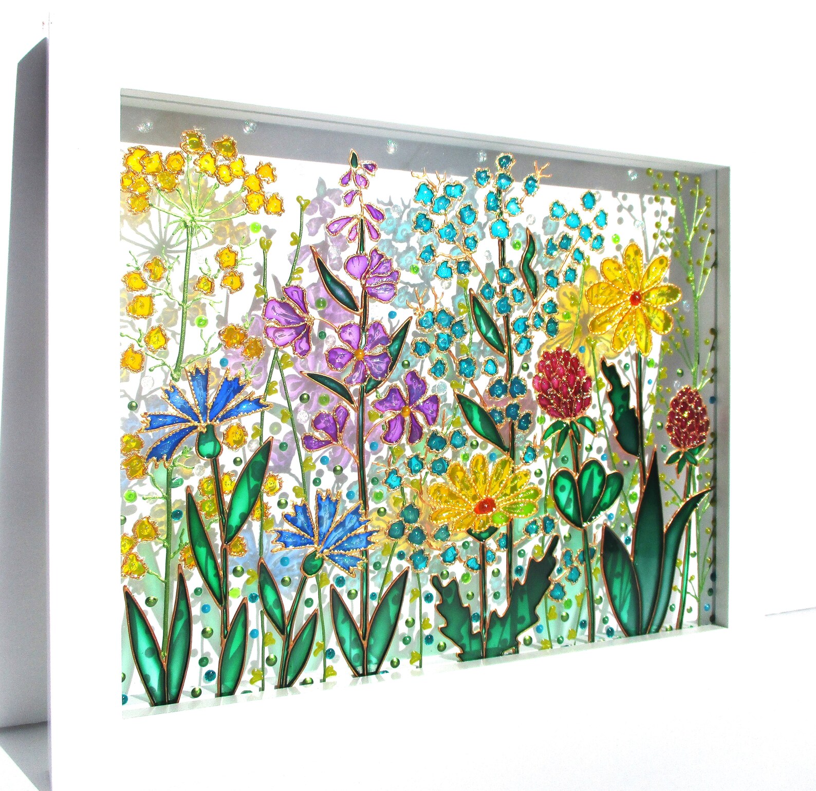 Meadow 11x9 Glass Painting Sun Catcher Stained Glass Glass Art Etsy