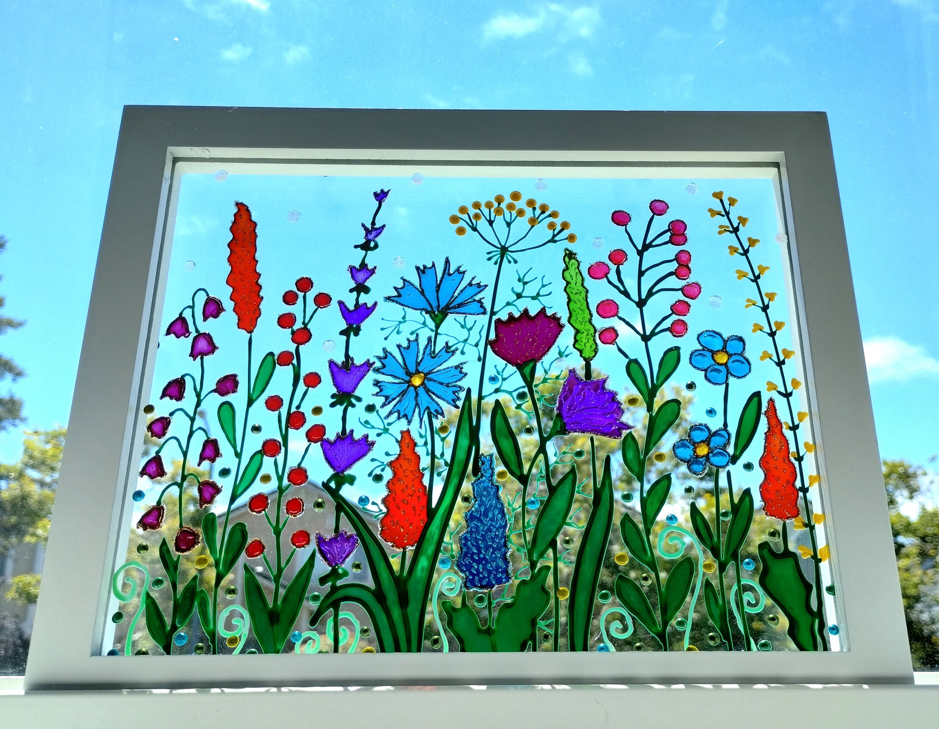Quadri Per Finestra Primavera – 9 Pz Adesivi Floreali 30x20 Cm, Elettrostatici, Riutilizzabili, Decorazione Vetro