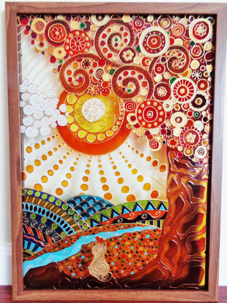 Tree of Life 22x18 Glass Painting Glass Panel Wall Decor Etsy
