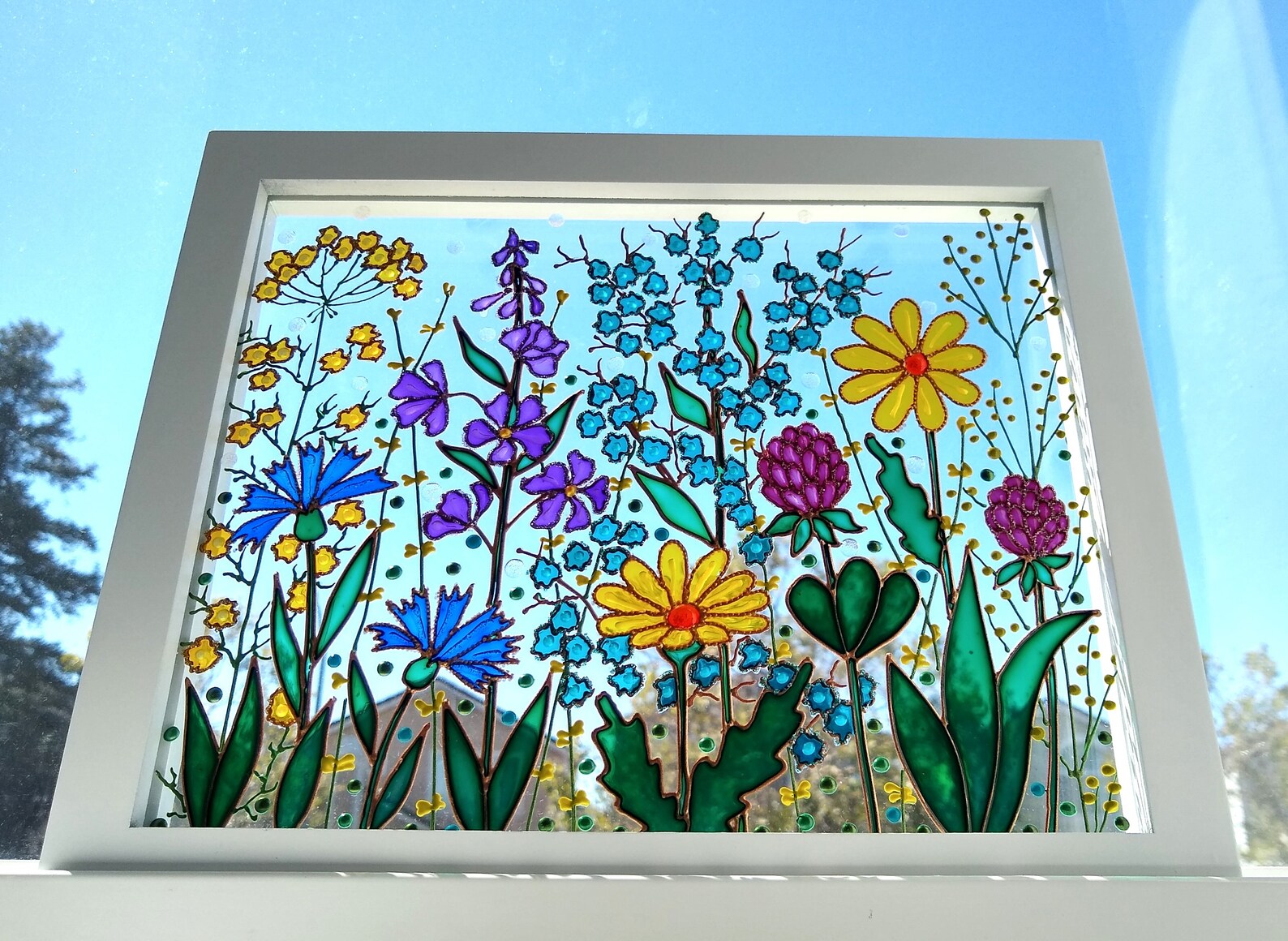 Meadow 11x9 Glass Painting Sun Catcher Stained Glass Glass Art Etsy