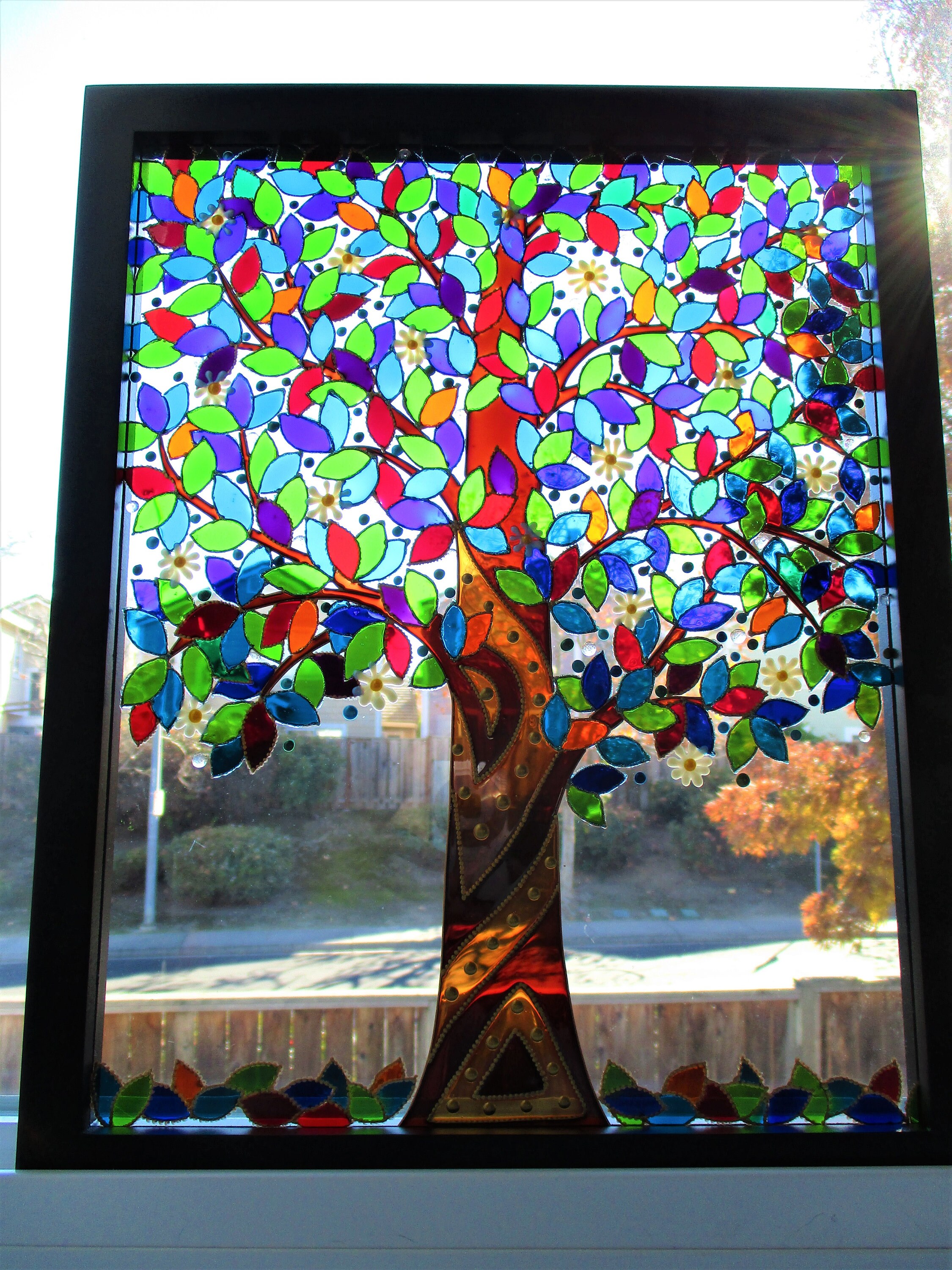 Tree of Life 15x12 Glass Painting Bohemian Decor Wall Art Window Art   Stained Glass Glass Art Modern Art Sun Catcher Family Tree 