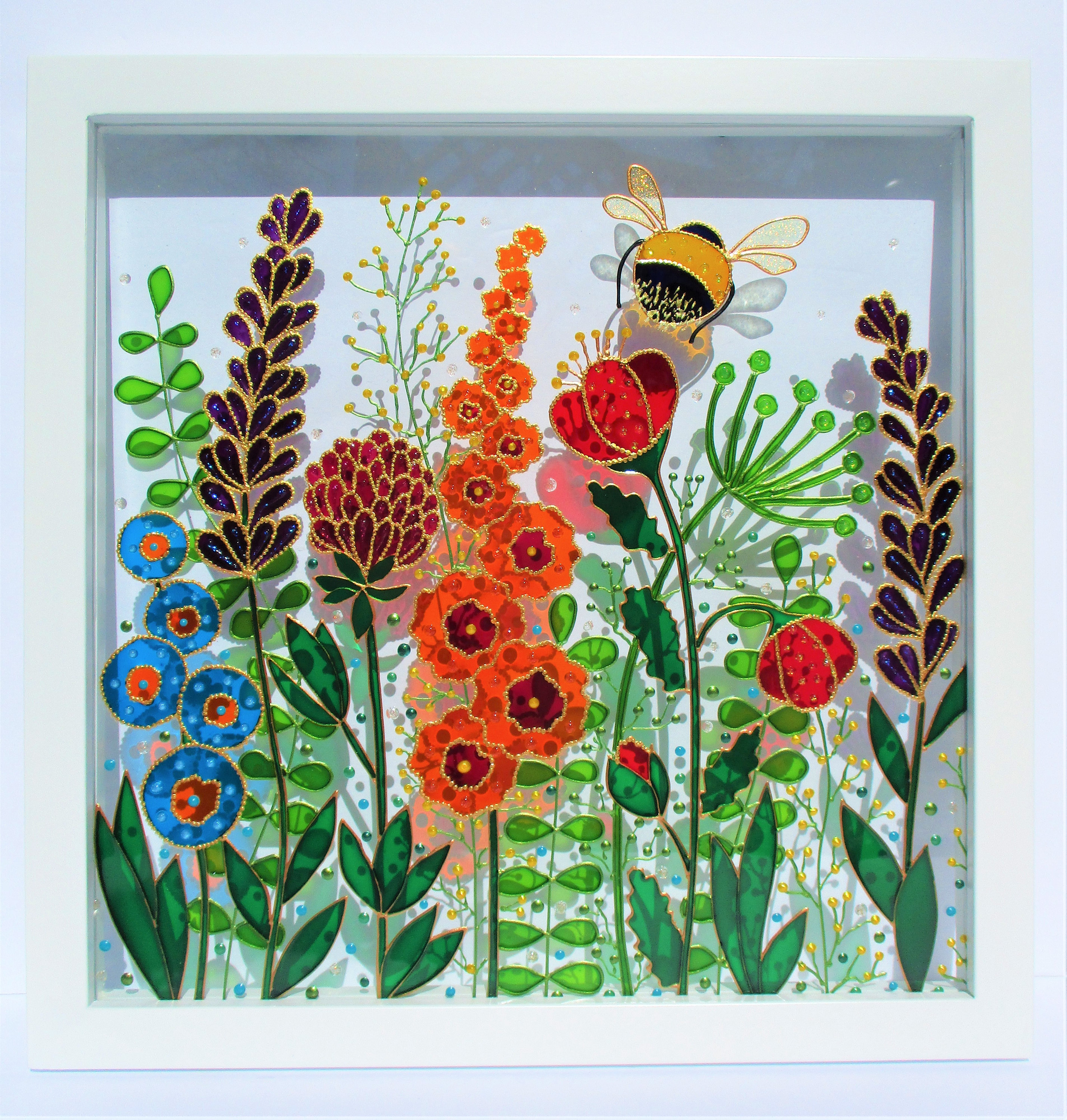 Wild Flowers 13x13 Glass Painting Painted Glass Sun Catcher Etsy Canada