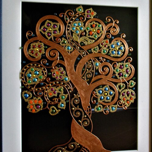 Tree of life 15x12 Glass painting Bohemian shops decor Wall decor Gold tree Wall hanging Wall decor House-warming gift Wedding gift Original art