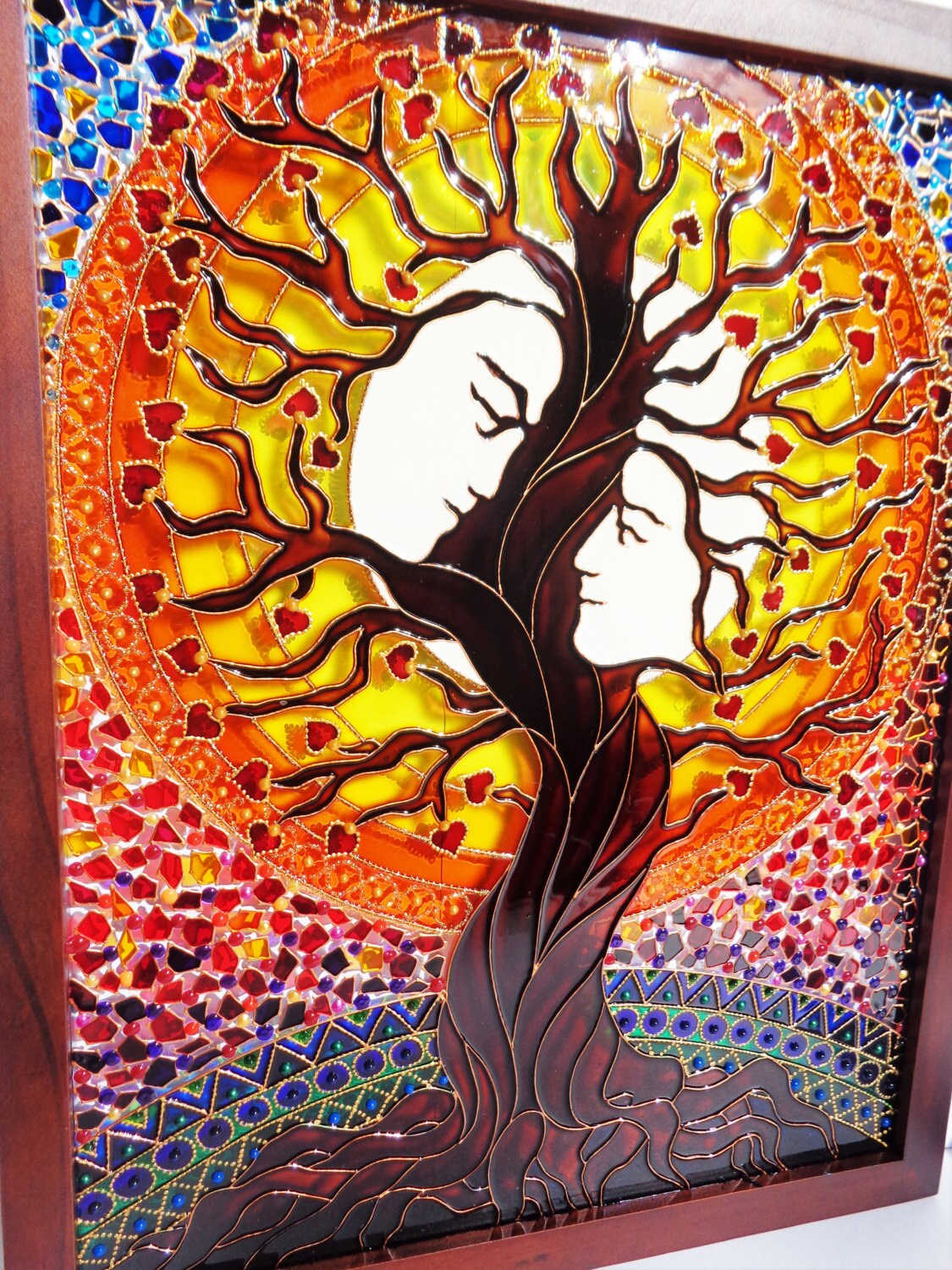 Tree of love art Glass painting Tree of life Family tree Etsy