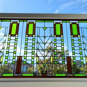 Frank Lloyd Wright Inspired Glass Art Deco Painting - Stained Glass Suncatcher