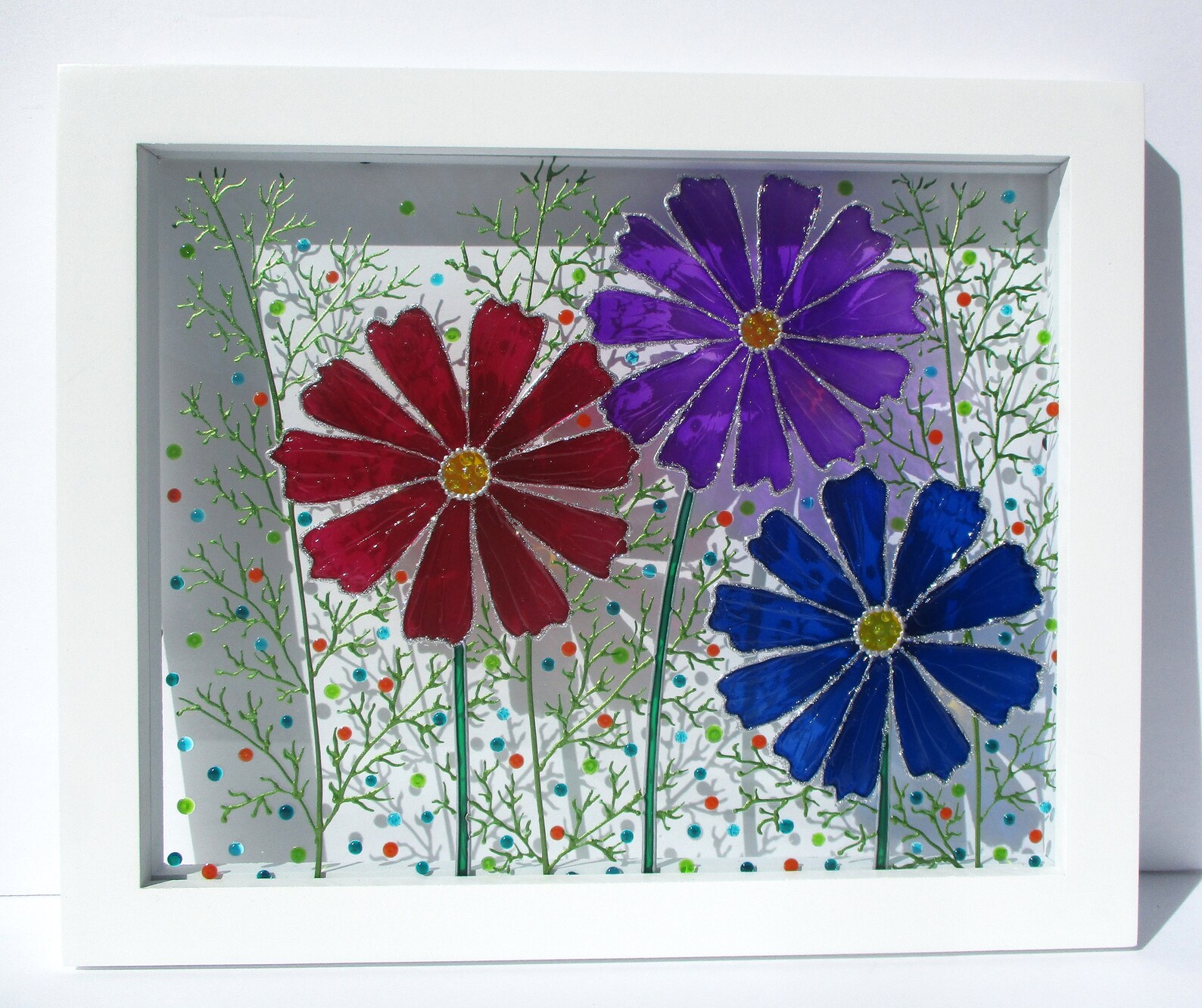 Flowers 11x9 Glass Painting Sun Catcher Stained Glass Glass Etsy