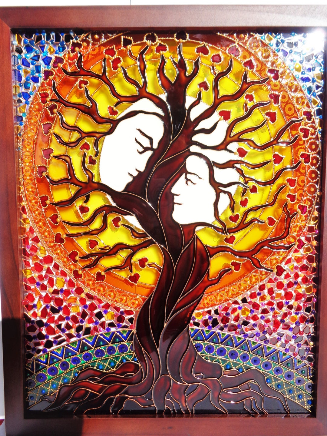 tree-of-love-3d-glass-painting-tree-of-life-family-tree-painted-glass-wall-art-spiritual-art-wedding-gift-sun-catcher-etsy