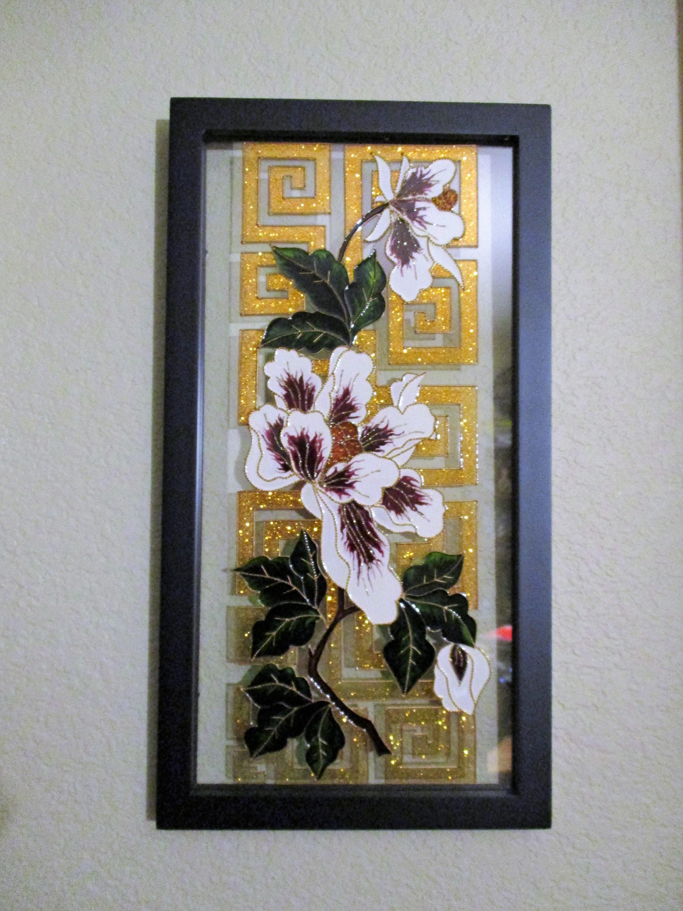 Flower Art Glass Painting Wall Decor Painted Glass Stained Etsy