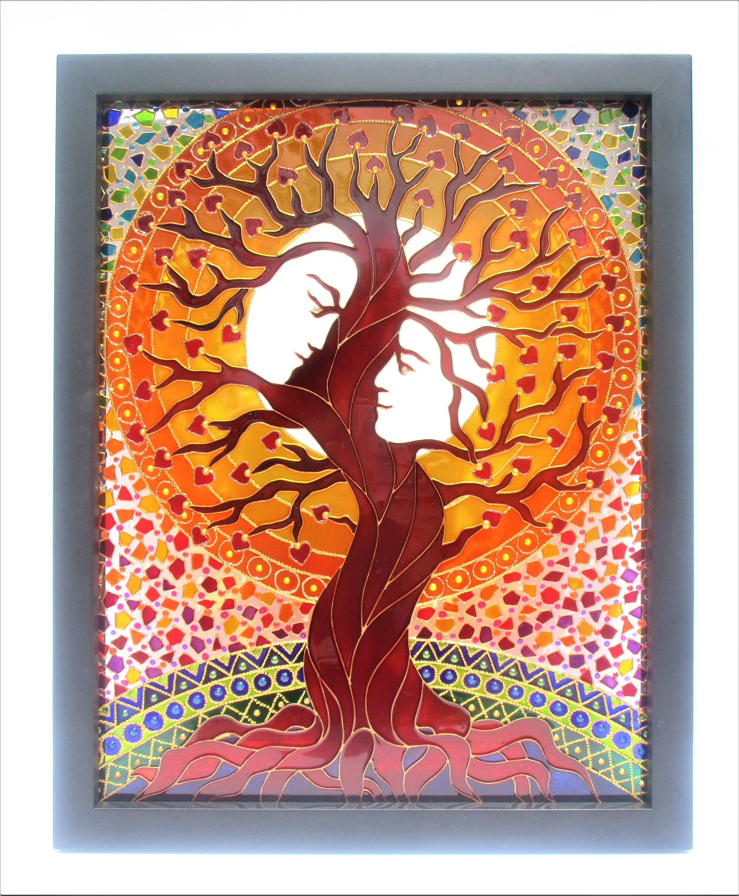 生命の樹ガラス絵画 - 家系図スピリチュアルアート、結婚祝い - Etsy 日本
